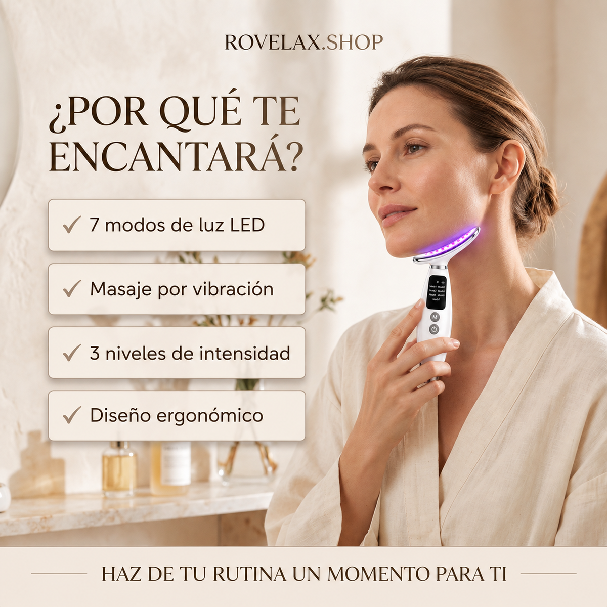 Masajeador Facial y de Cuello con Luz LED